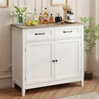 Kitchen Sideboard Buffet Storage Cabinet with 2 Drawers, Coffee Bar Cabinet ,Wood Entryway Cabinet with Double Door Cupboard
