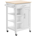 HOMCOM Compact Kitchen Island Cart on Wheels, Rolling Utility Trolley Cart with Storage Shelf & Drawer for Dining Room