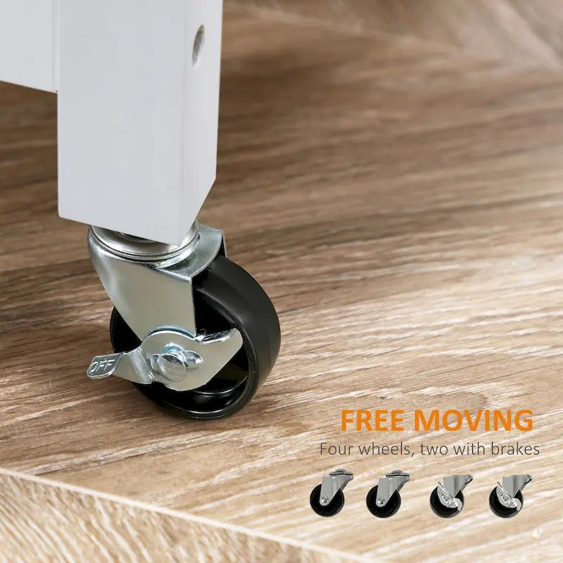 HOMCOM Compact Kitchen Island Cart on Wheels, Rolling Utility Trolley Cart with Storage Shelf & Drawer for Dining Room