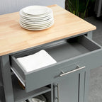HOMCOM Compact Kitchen Island Cart on Wheels, Rolling Utility Trolley Cart with Storage Shelf & Drawer for Dining Room