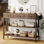 Console Table with 3 Drawers, Entryway Sofa Table with 3 Tier Storage Shelves