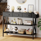Console Table with 3 Drawers, Entryway Sofa Table with 3 Tier Storage Shelves