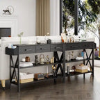 Console Table with 3 Drawers, Entryway Sofa Table with 3 Tier Storage Shelves