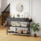 Console Table with 3 Drawers, Entryway Sofa Table with 3 Tier Storage Shelves
