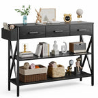 Console Table with 3 Drawers, Entryway Sofa Table with 3 Tier Storage Shelves
