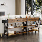 Console Table with 3 Drawers, Entryway Sofa Table with 3 Tier Storage Shelves