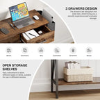 Console Table with 3 Drawers, Entryway Sofa Table with 3 Tier Storage Shelves