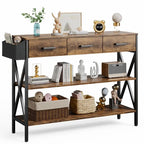 Console Table with 3 Drawers, Entryway Sofa Table with 3 Tier Storage Shelves