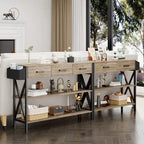 Console Table with 3 Drawers, Entryway Sofa Table with 3 Tier Storage Shelves