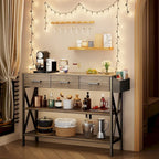 Console Table with 3 Drawers, Entryway Sofa Table with 3 Tier Storage Shelves