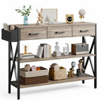 Console Table with 3 Drawers, Entryway Sofa Table with 3 Tier Storage Shelves