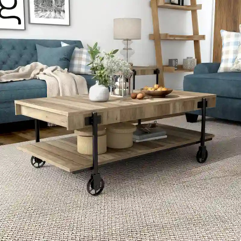 Hyssop Farmhouse 47-inch Steel 1-Shelf Coffee Table by Furniture of America