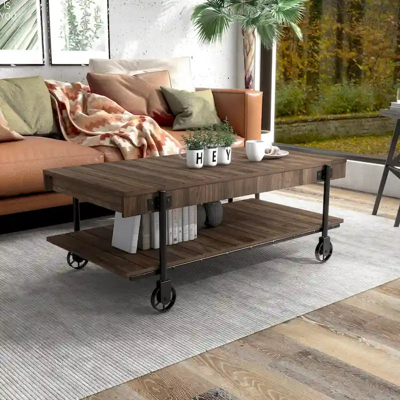 Hyssop Farmhouse 47-inch Steel 1-Shelf Coffee Table by Furniture of America