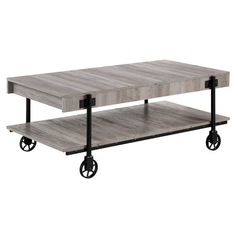 Hyssop Farmhouse 47-inch Steel 1-Shelf Coffee Table by Furniture of America