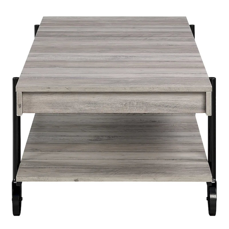 Hyssop Farmhouse 47-inch Steel 1-Shelf Coffee Table by Furniture of America