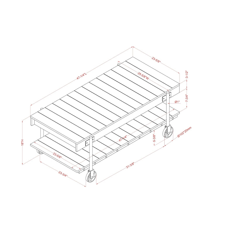 Hyssop Farmhouse 47-inch Steel 1-Shelf Coffee Table by Furniture of America