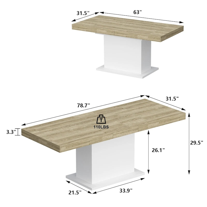 Home Wood Dining Table Extendable Table Meeting Working Computer