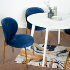 Roundhill Furniture Amoa Contemporary 5-Piece Dining Set, White Round Table and 4 Chairs