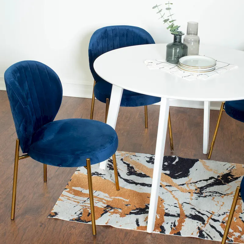 Roundhill Furniture Amoa Contemporary 5-Piece Dining Set, White Round Table and 4 Chairs