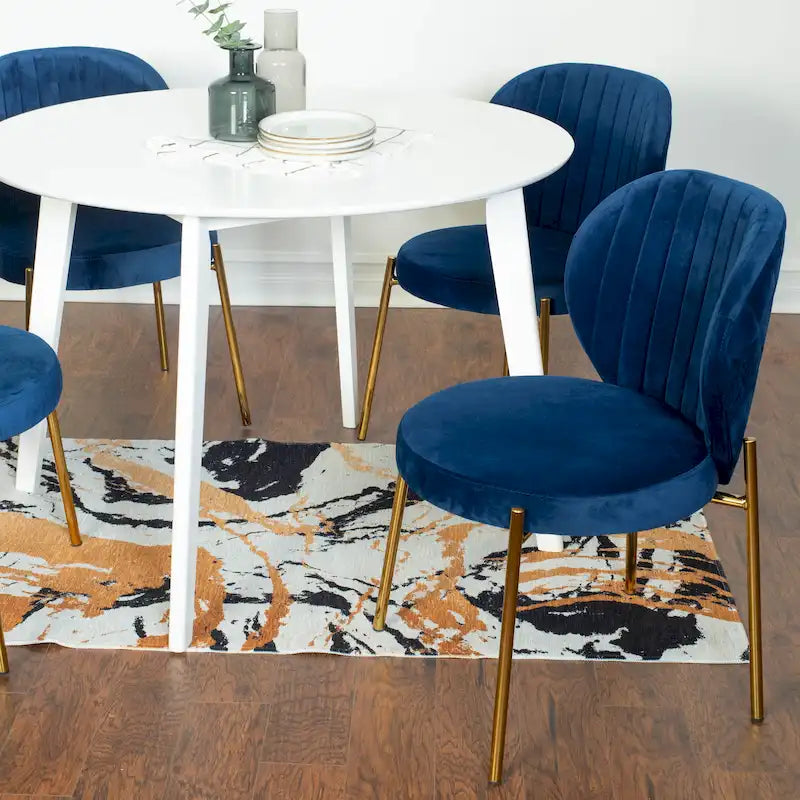 Roundhill Furniture Amoa Contemporary 5-Piece Dining Set, White Round Table and 4 Chairs