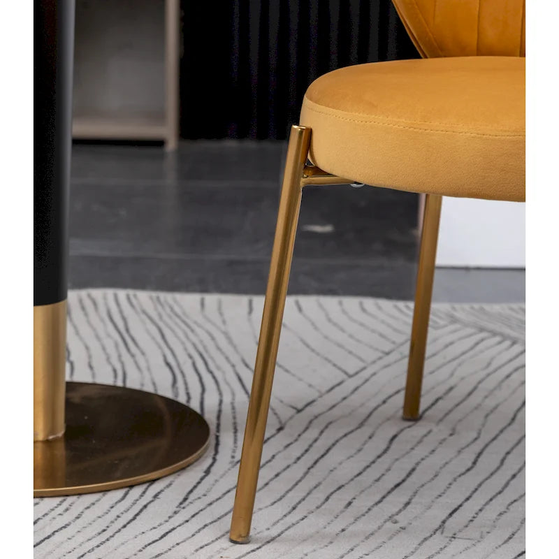 Roundhill Furniture Amoa Contemporary 5-Piece Dining Set, White Round Table and 4 Chairs