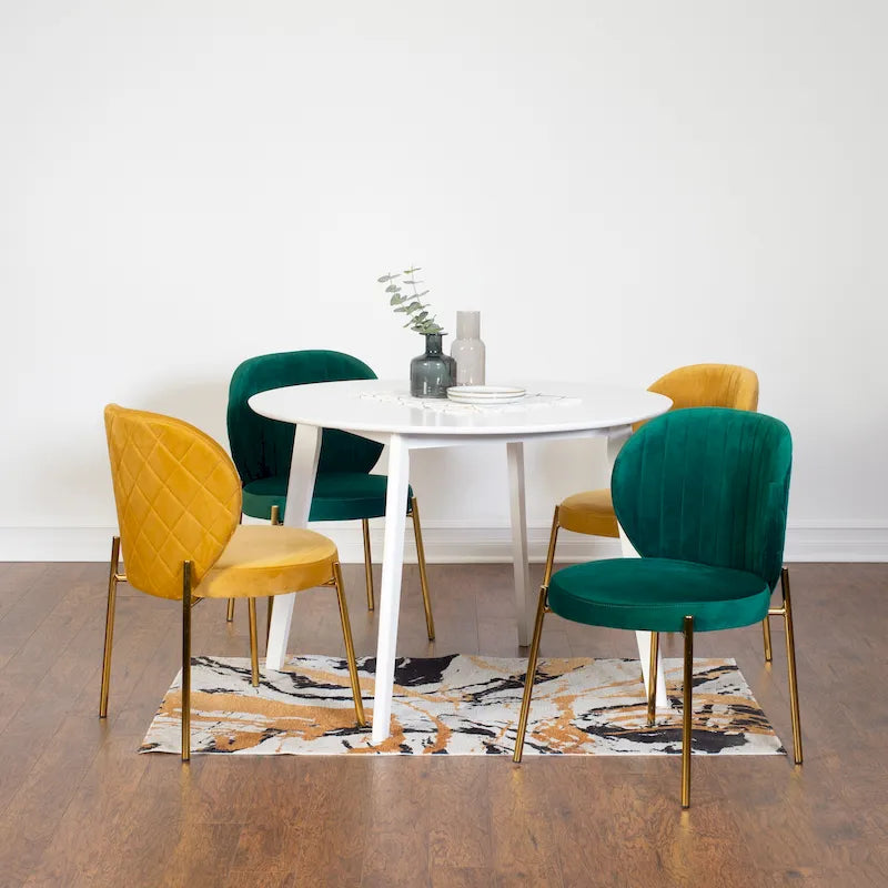 Roundhill Furniture Amoa Contemporary 5-Piece Dining Set, White Round Table and 4 Chairs