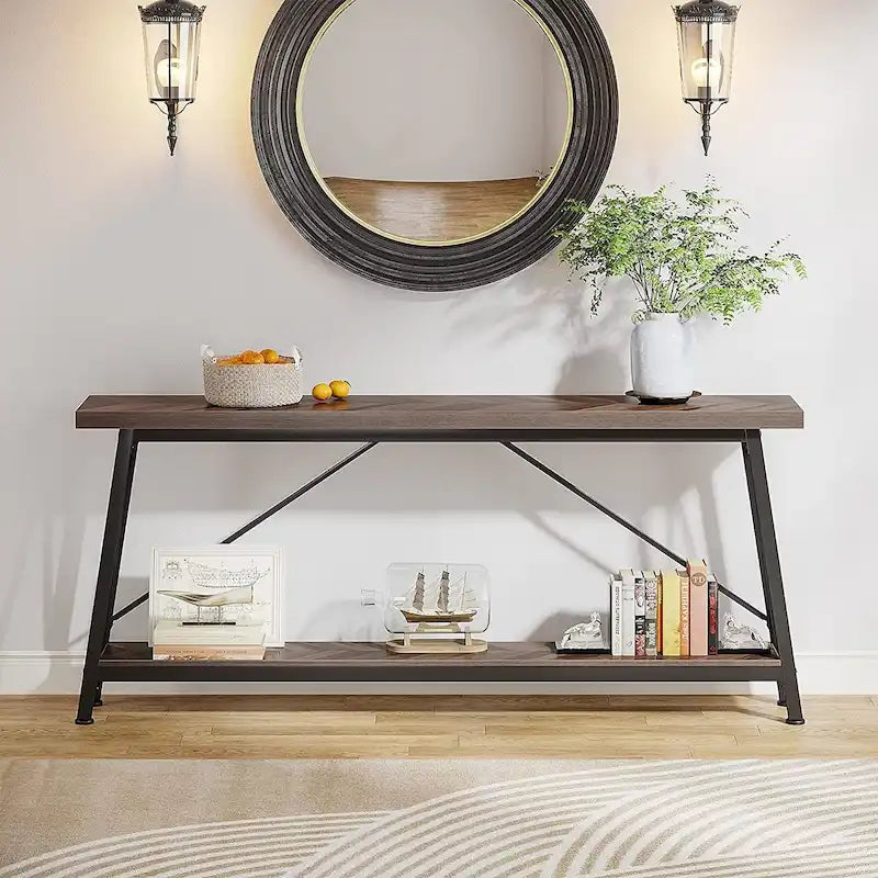 70.9 Inches Long Narrow Sofa Table Behind Couch for Entryway