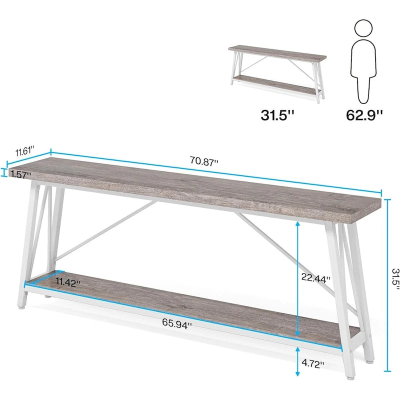 70.9 Inches Long Narrow Sofa Table Behind Couch for Entryway