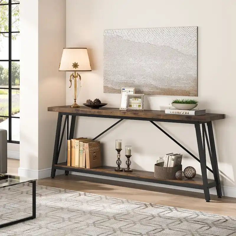 70.9 Inches Long Narrow Sofa Table Behind Couch for Entryway