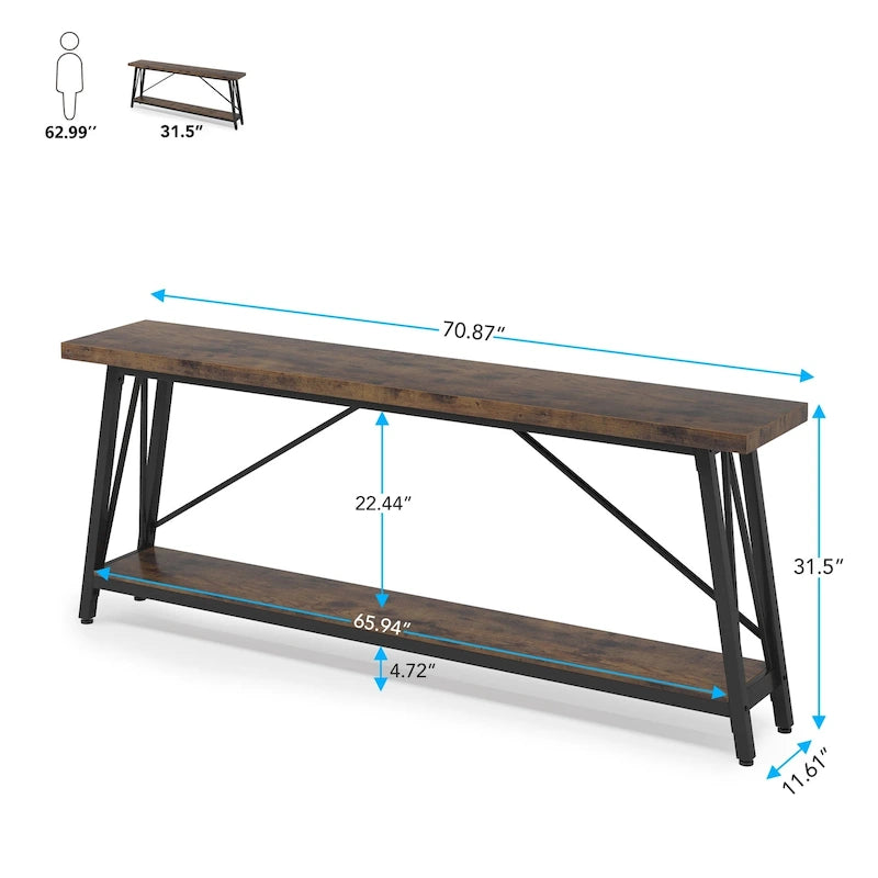 70.9 Inches Long Narrow Sofa Table Behind Couch for Entryway