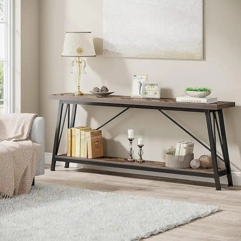 70.9 Inches Long Narrow Sofa Table Behind Couch for Entryway