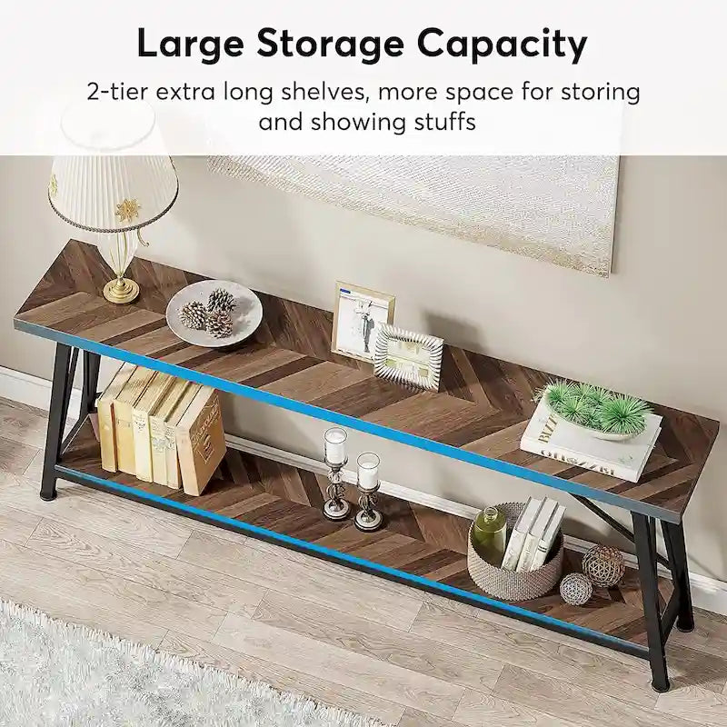 70.9 Inches Long Narrow Sofa Table Behind Couch for Entryway