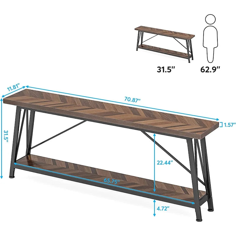 70.9 Inches Long Narrow Sofa Table Behind Couch for Entryway