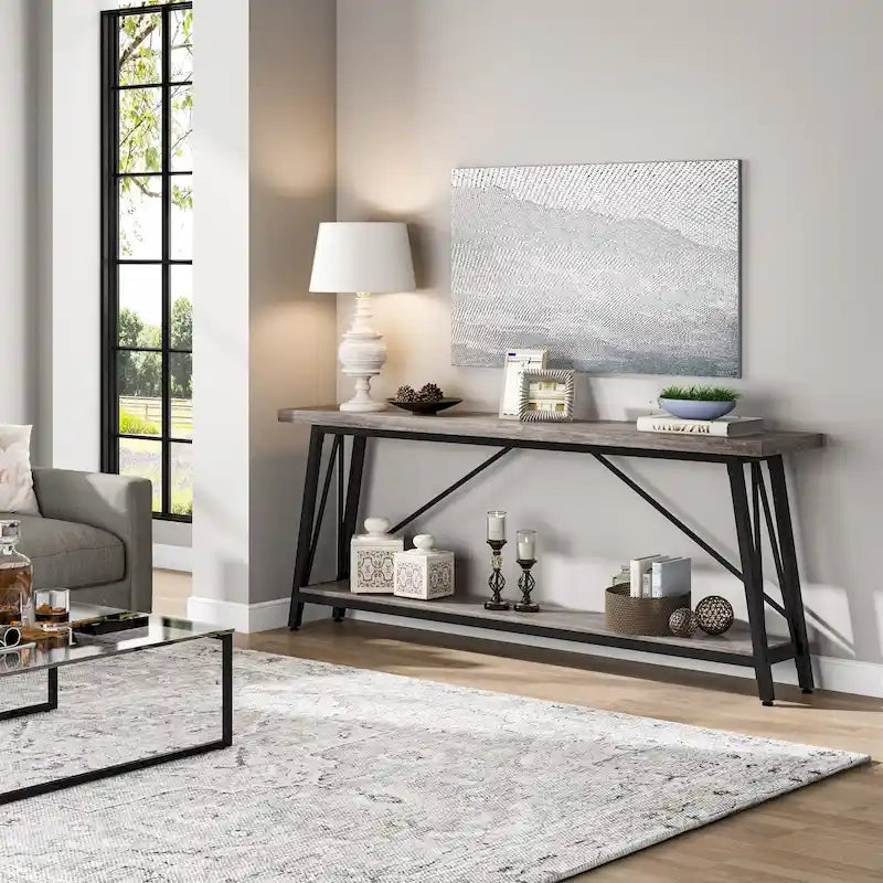 70.9 Inches Long Narrow Sofa Table Behind Couch for Entryway