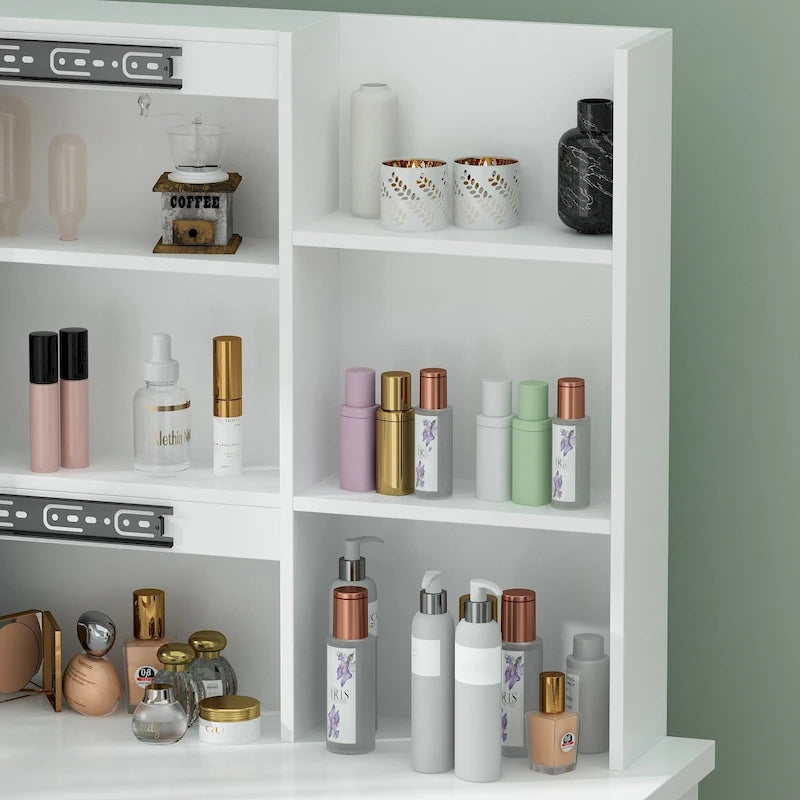 Vanity Set Dressing Table w/Lighted Makeup Mirror and Charging Station