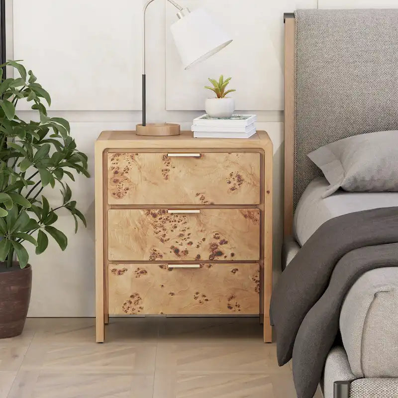 COZAYH Fully-Assembled Farmhouse Nightstand, Rustic Distressed Wood Retro Accent Dresser, Chest of Drawers,Boho