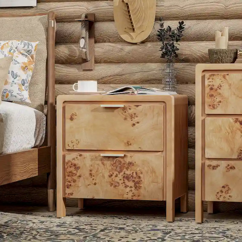 COZAYH Fully-Assembled Farmhouse Nightstand, Rustic Distressed Wood Retro Accent Dresser, Chest of Drawers,Boho