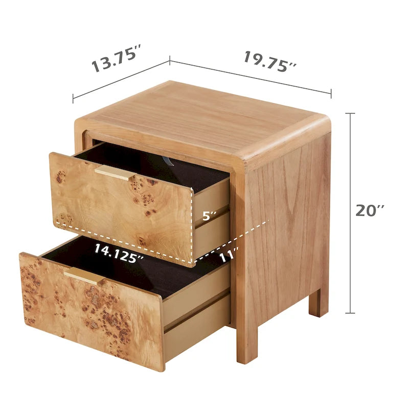 COZAYH Fully-Assembled Farmhouse Nightstand, Rustic Distressed Wood Retro Accent Dresser, Chest of Drawers,Boho