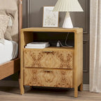 COZAYH Fully-Assembled Farmhouse Nightstand, Rustic Distressed Wood Retro Accent Dresser, Chest of Drawers,Boho