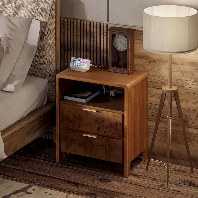 COZAYH Fully-Assembled Farmhouse Nightstand, Rustic Distressed Wood Retro Accent Dresser, Chest of Drawers,Boho