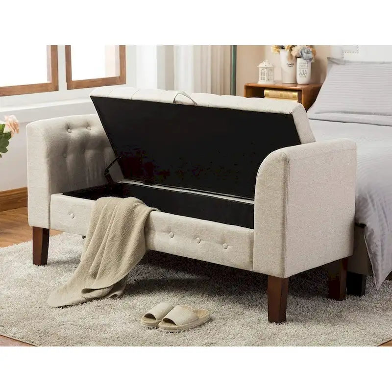 Storage Bench , Bedroom Bench with Arms Ottoman entryway bench with storage