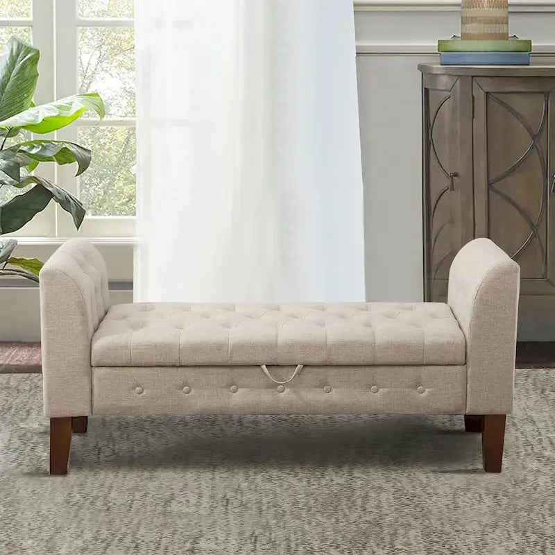 Storage Bench , Bedroom Bench with Arms Ottoman entryway bench with storage