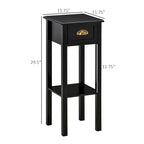 HOMCOM 2-Tier Night Stand with Drawer, Narrow End Table with Bottom Shelf, for Living Room or Bedroom