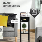 HOMCOM 2-Tier Night Stand with Drawer, Narrow End Table with Bottom Shelf, for Living Room or Bedroom