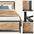 Full Queen Bed Frame with Headboard Sturdy Metal Platform Bed
