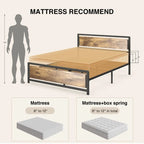 Full Queen Bed Frame with Headboard Sturdy Metal Platform Bed
