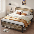Full Queen Bed Frame with Headboard Sturdy Metal Platform Bed