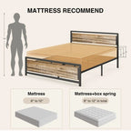 Full Queen Bed Frame with Headboard Sturdy Metal Platform Bed