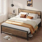 Full Queen Bed Frame with Headboard Sturdy Metal Platform Bed