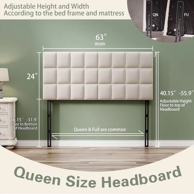 Headboard Queen Foldable Upholstered Headboard for Queen